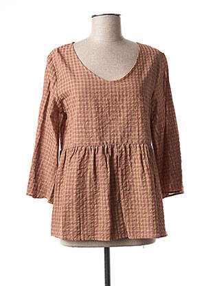 Blouse col rond manches 3/4 marron AGATHE & LOUISE femme