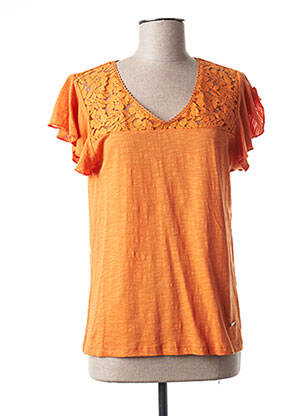 T-shirt col v manches courtes orange AGATHE & LOUISE femme
