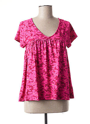 Blouse imprimé fleurs manches courtes rose AGATHE & LOUISE femme