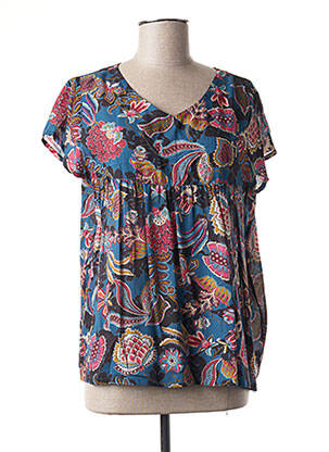 Blouse imprimé fleurs manches courtes bleu AGATHE & LOUISE femme
