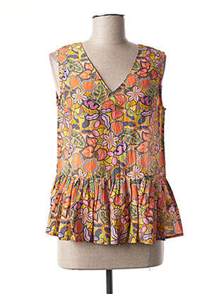 Blouse imprimé fleurs sans manche orange AGATHE & LOUISE femme