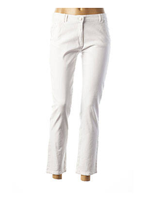 Jeans coupe slim broderie rivets taille normale blanc AGATHE & LOUISE femme