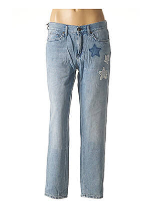 Jeans coupe droite broderie rivets taille basse bleu FIVE femme
