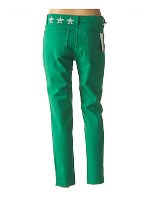 Jeans coupe slim broderie rivets taille normale vert FIVE femme