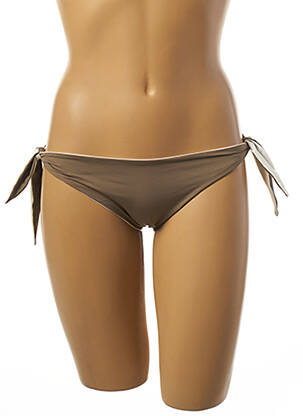 Bas de maillot de bain tissage satiné bikini marron TESSY femme