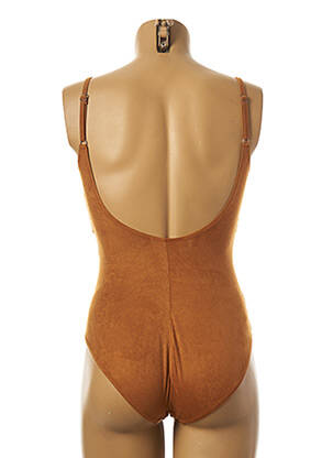 Maillot de bain 1 pièce effet matière satinée haut soutien-gorge moulé marron MISS CARAÏBES femme
