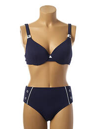Maillot de bain 2 pièces fermeture clip haut soutien-gorge moulé bleu YSABEL MORA femme