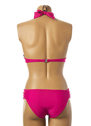 Maillot de bain 2 pièces stretch haut soutien-gorge push-up rose LPB femme