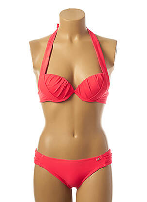 Maillot de bain 2 pièces stretch haut soutien-gorge push-up rose LPB femme