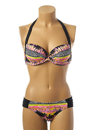 Maillot de bain 2 pièces stretch haut soutien-gorge moulé noir LPB femme