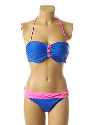 Maillot de bain 2 pièces stretch haut soutien-gorge push-up bleu LES P'TITES BOMBES femme