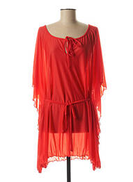 Robe mi-longue coupe fluide manches 3/4 rouge PLATJA femme