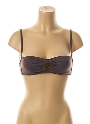 Haut de maillot de bain stretch haut soutien-gorge avec mousse de rembourrage amovible marron KIWI femme