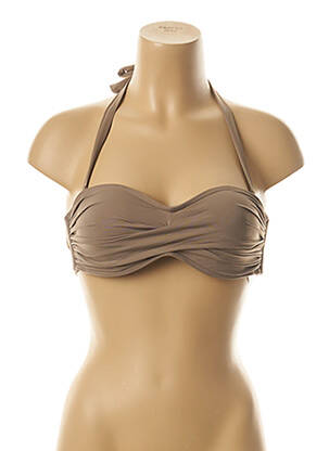 Haut de maillot de bain fermeture liens à nouer haut soutien-gorge moulé marron KIWI femme