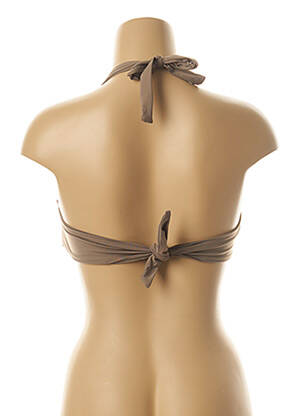 Haut de maillot de bain fermeture liens à nouer haut soutien-gorge moulé marron KIWI femme