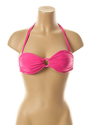 Haut de maillot de bain fermeture liens à nouer haut soutien-gorge moulé rose KIWI femme