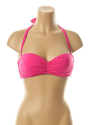 Haut de maillot de bain bretelles élastiquées amovibles haut soutien-gorge moulé rose KIWI femme