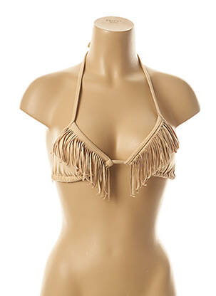 Haut de maillot de bain fermeture liens à nouer haut triangles beige KIWI femme