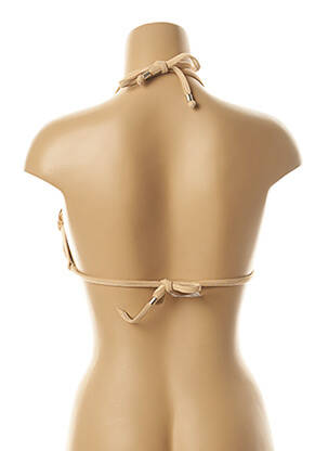 Haut de maillot de bain fermeture liens à nouer haut triangles beige KIWI femme