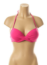 Haut de maillot de bain bretelles élastiquées ajustables haut soutien-gorge push-up rose KIWI femme