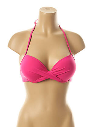 Haut de maillot de bain bretelles élastiquées ajustables haut soutien-gorge push-up rose KIWI femme