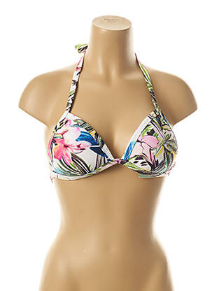 Haut de maillot de bain fermeture liens à nouer haut soutien-gorge push-up blanc MOONTIDE femme