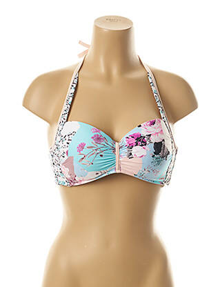 Haut de maillot de bain fermeture liens à nouer haut soutien-gorge push-up bleu BORABORA femme