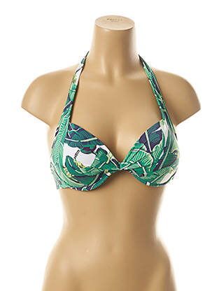 Haut de maillot de bain bretelles élastiquées ajustables haut soutien-gorge push-up vert DAG ADOM femme