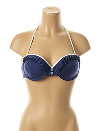 Haut de maillot de bain fermeture liens à nouer haut soutien-gorge moulé bleu BRIGITTE BARDOT femme
