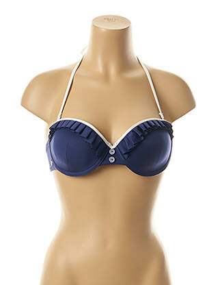 Haut de maillot de bain fermeture liens à nouer haut soutien-gorge moulé bleu BRIGITTE BARDOT femme