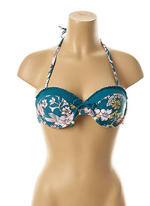 Haut de maillot de bain bretelles élastiquées amovibles haut soutien-gorge moulé bleu YSABEL MORA femme