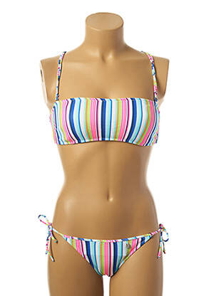 Maillot de bain 2 pièces stretch haut bandeau bleu BORABORA femme