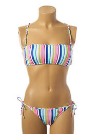 Maillot de bain 2 pièces stretch haut bandeau bleu BORABORA femme
