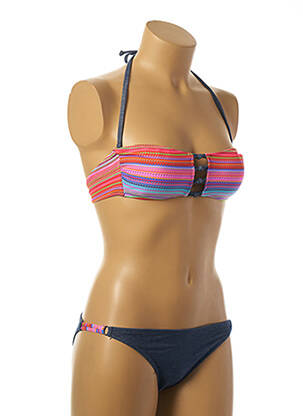 Maillot de bain 2 pièces stretch haut bandeau orange BORABORA femme