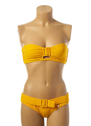 Maillot de bain 2 pièces stretch haut bandeau jaune BORABORA femme