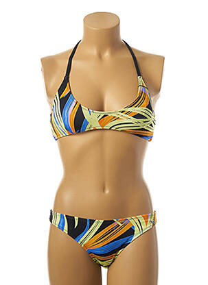 Maillot de bain 2 pièces stretch haut soutien-gorge moulé jaune BORABORA femme