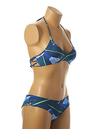 Maillot de bain 2 pièces stretch haut soutien-gorge moulé bleu BORABORA femme