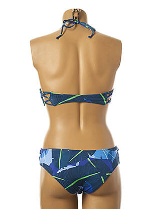Maillot de bain 2 pièces stretch haut soutien-gorge moulé bleu BORABORA femme