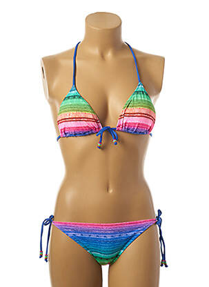 Maillot de bain 2 pièces stretch haut triangles bleu BORABORA femme