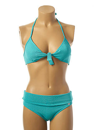Maillot de bain 2 pièces stretch haut triangles vert PLAGE DU SUD femme