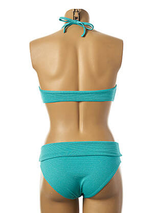 Maillot de bain 2 pièces stretch haut triangles vert PLAGE DU SUD femme