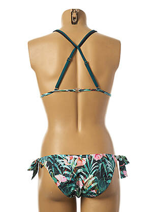 Maillot de bain 2 pièces stretch haut triangles vert BORABORA femme