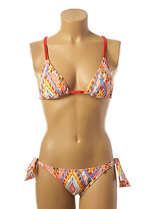 Maillot de bain 2 pièces stretch haut triangles orange BORABORA femme