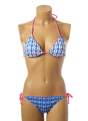 Maillot de bain 2 pièces stretch haut triangles bleu BORABORA femme
