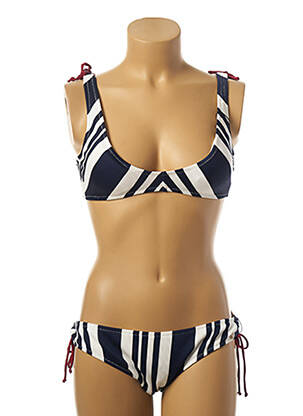 Maillot de bain 2 pièces stretch haut soutien-gorge moulé bleu BORABORA femme