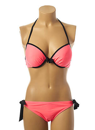 Maillot de bain 2 pièces stretch haut soutien-gorge avec mousse de rembourrage amovible orange DAG ADOM femme