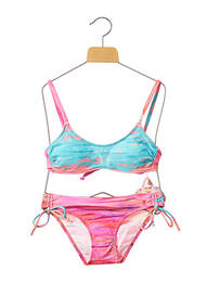 Maillot de bain 2 pièces imprimé fantaisie rose BORABORA fille