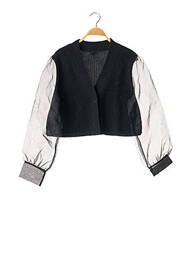 Gilet manches courtes maille tricot noir NBD femme