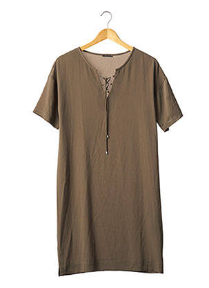 Robe courte coupe fluide manches courtes vert IKKS femme