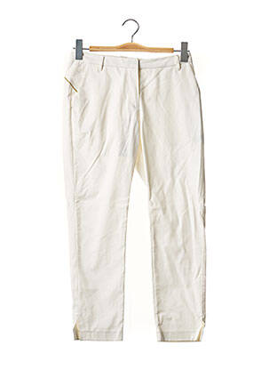 Pantalon 7/8 fermeture zippée sous rabat avec crochet taille basse blanc IKKS femme